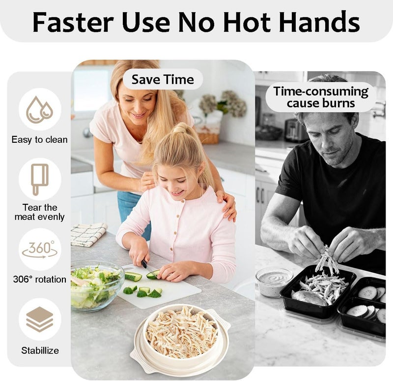 KicthMap Chicken Shredder Tool Twist 9.84in Large Chicken Shredder with Clip Visible Meat Shredde Machine BPA Free Ergonomic Handle Manual Meat Suitable for Chickens Pork Beef ect (White) - Image 4
